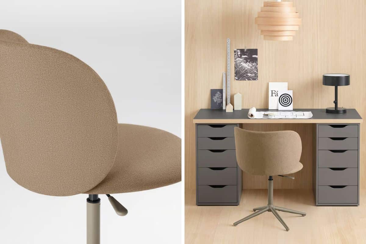 Sedia girevole tessuto chiaro