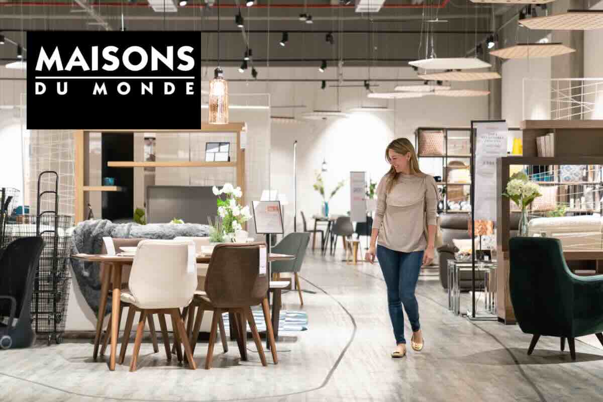 donna mobilificio e logo maisons du monde