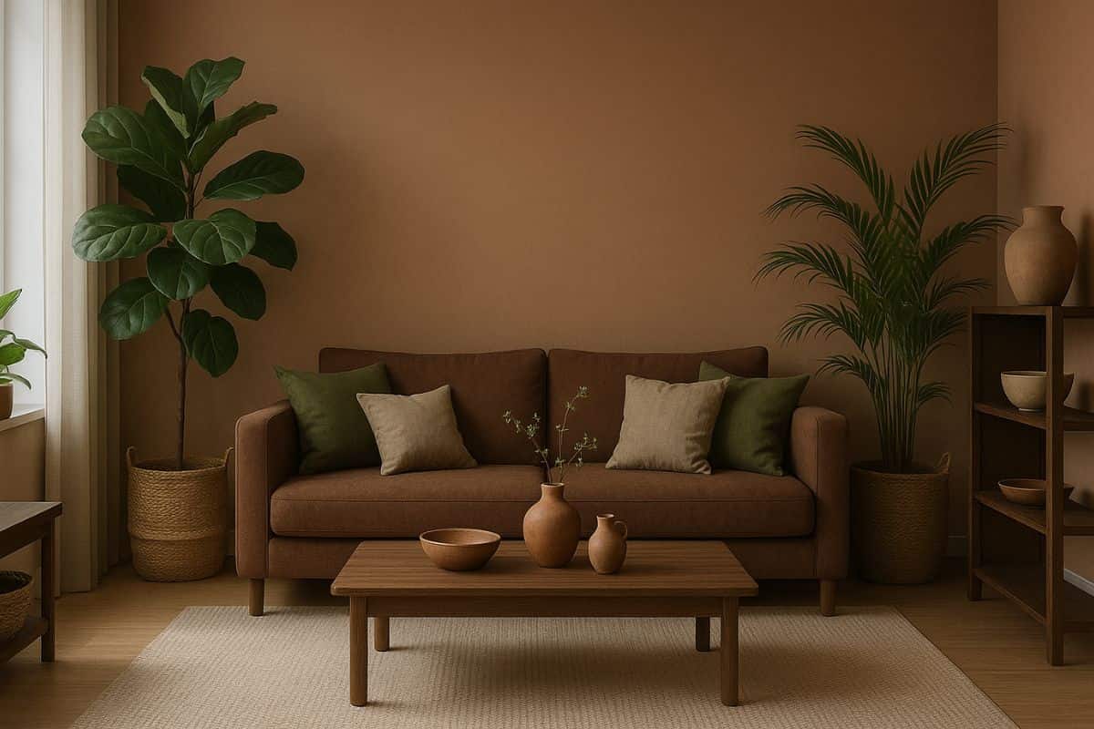 salotto con divano marrone