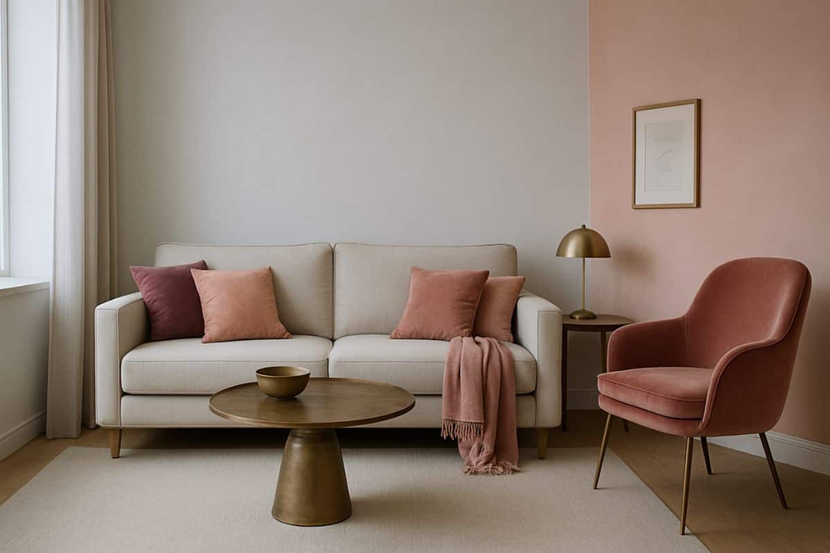 salotto bronzo e rosa