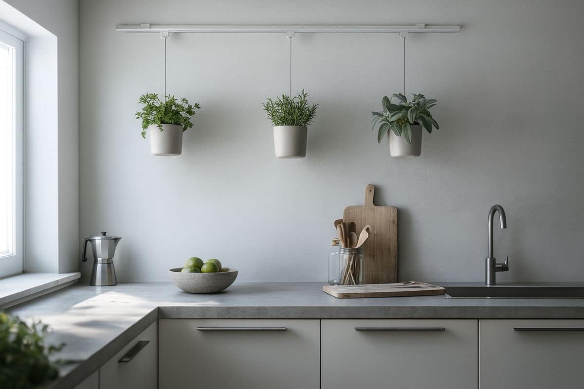 Piante sospese in cucina