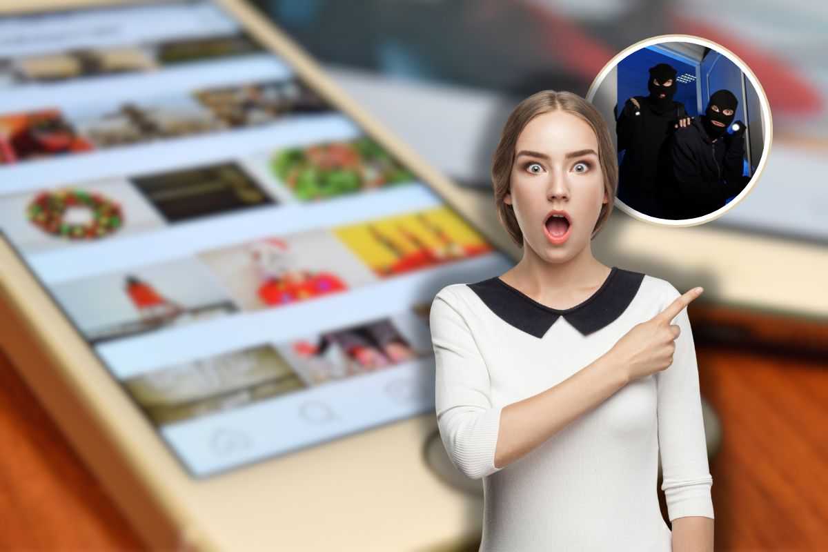 home instagram, donna sorpresa e ladri in casa in icona