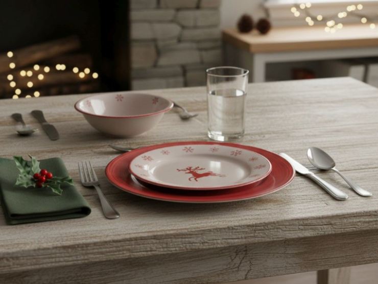 servizio di piatti satur sistemato su una tavola