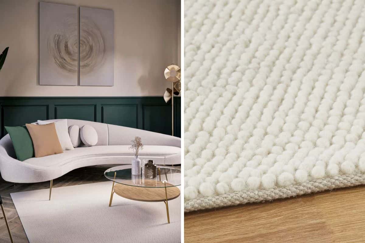 Salotto con tappeto in primo piano