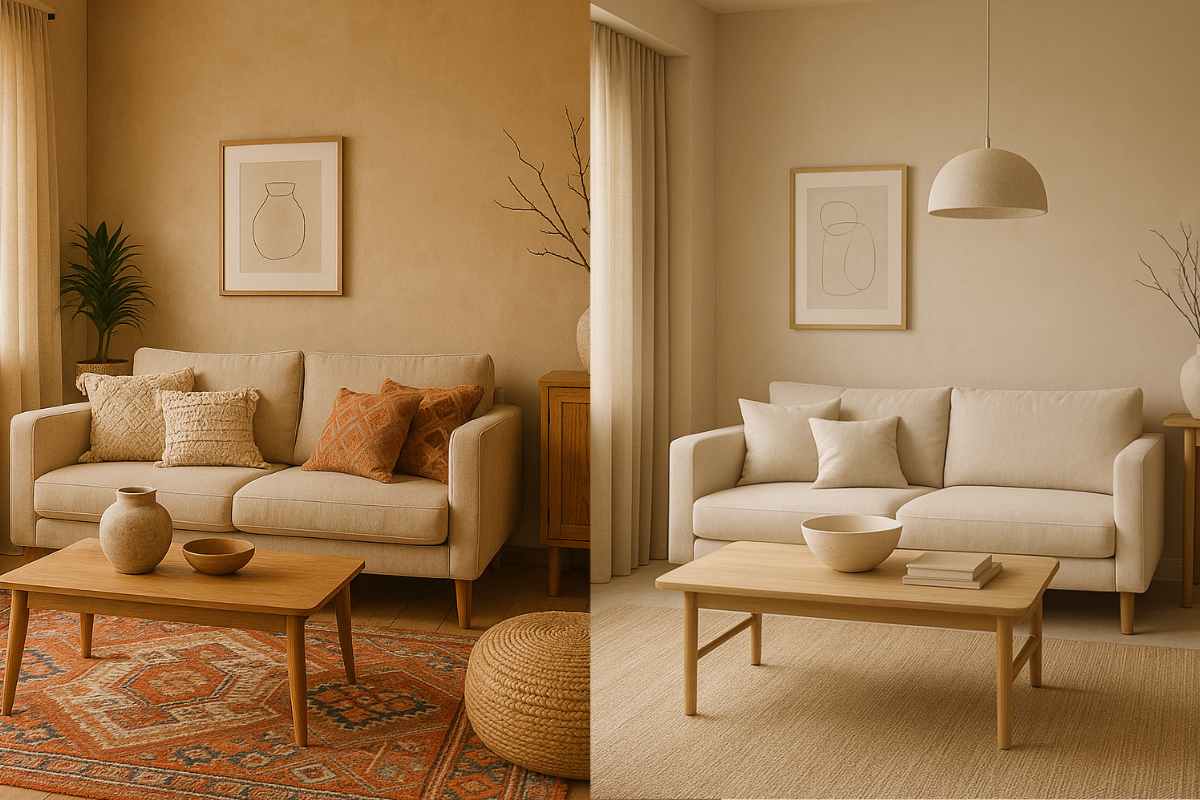 esempi di stili diversi di arredamento salotto ma stessa parete