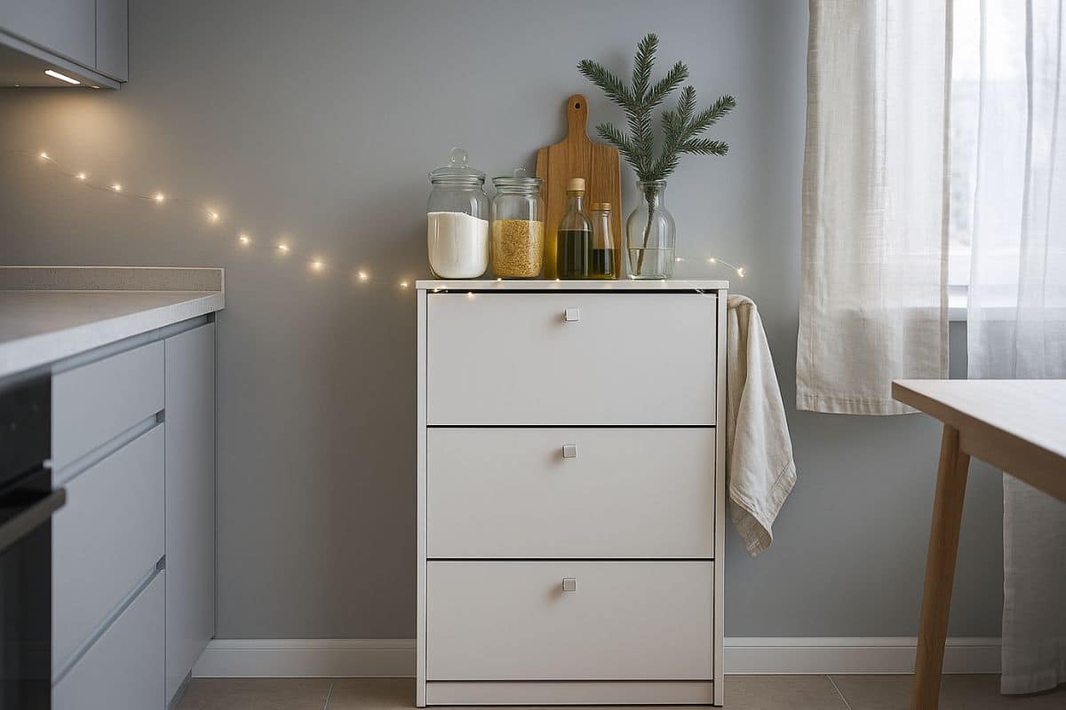 Scarpiera bianca in cucina