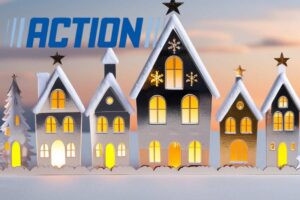 casette innevate e scritta action