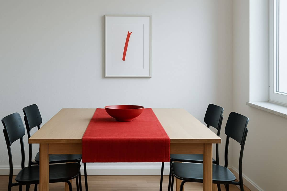 Cucina con arredamento rosso