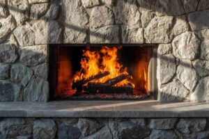 Camino acceso, muro di pietra