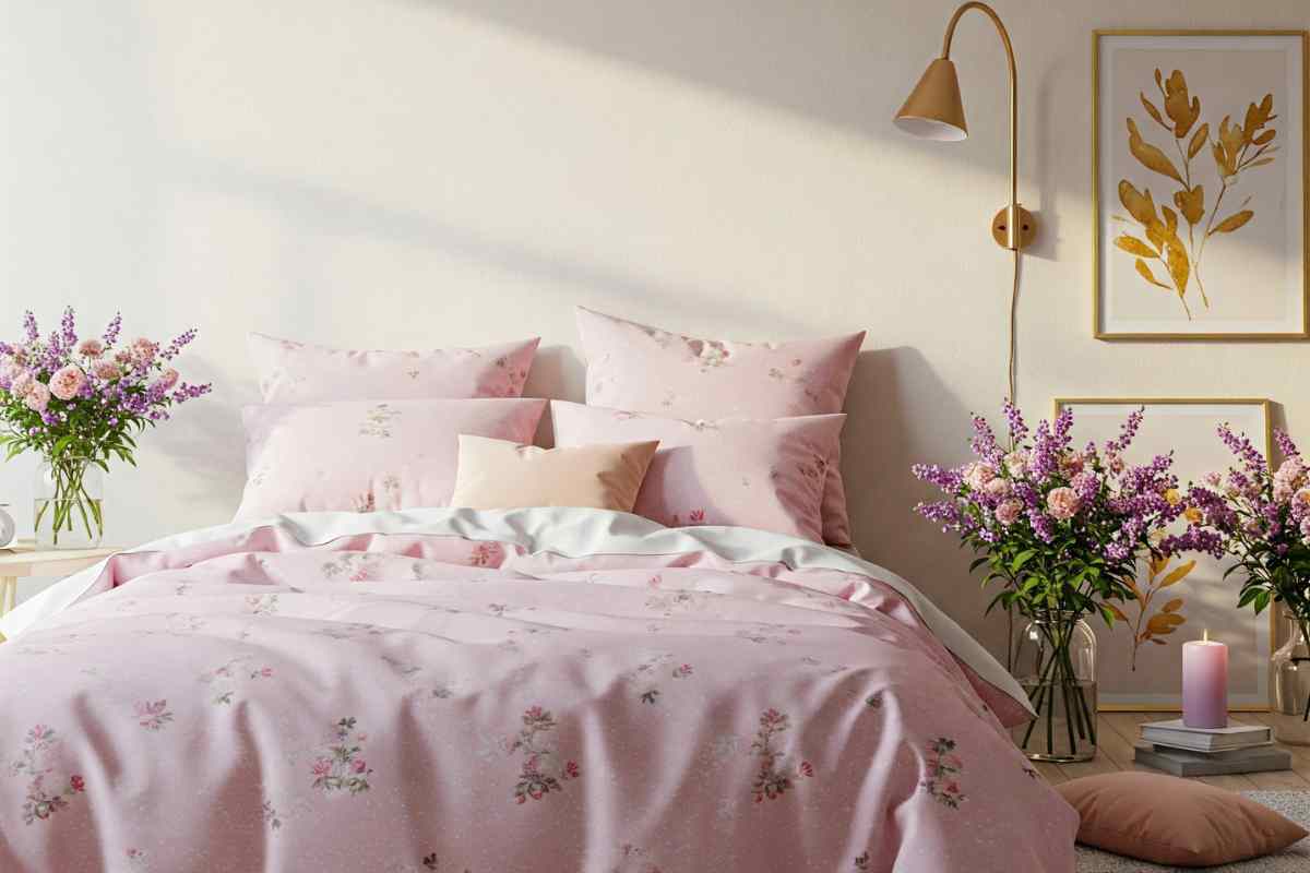 camera da letto rosa cipria e crema