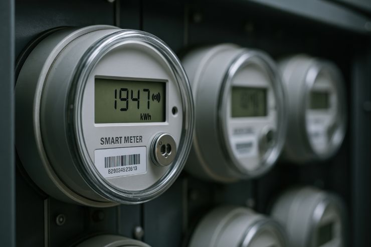 Dei contatori di consumi energetici in funzione