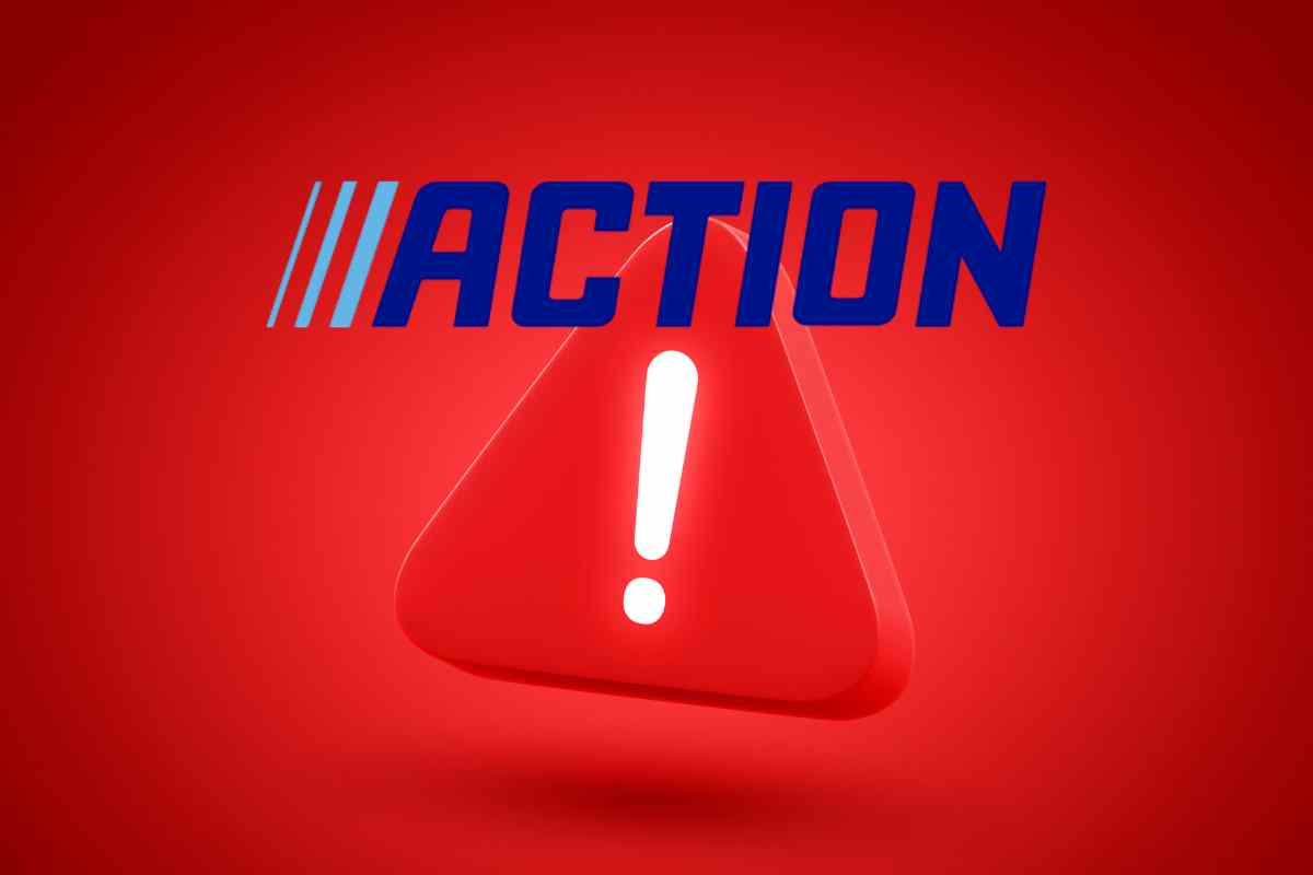 Segnale pericolo e logo Action