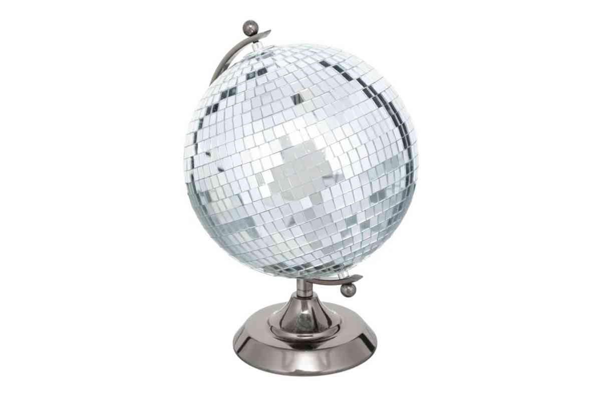 mappamondo di design a forma di palla da discoteca
