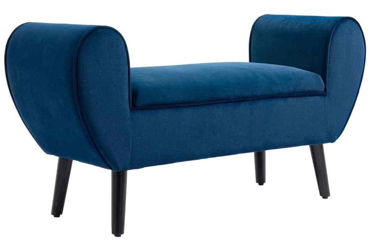 Panca contenitore in velluto blu Maury's