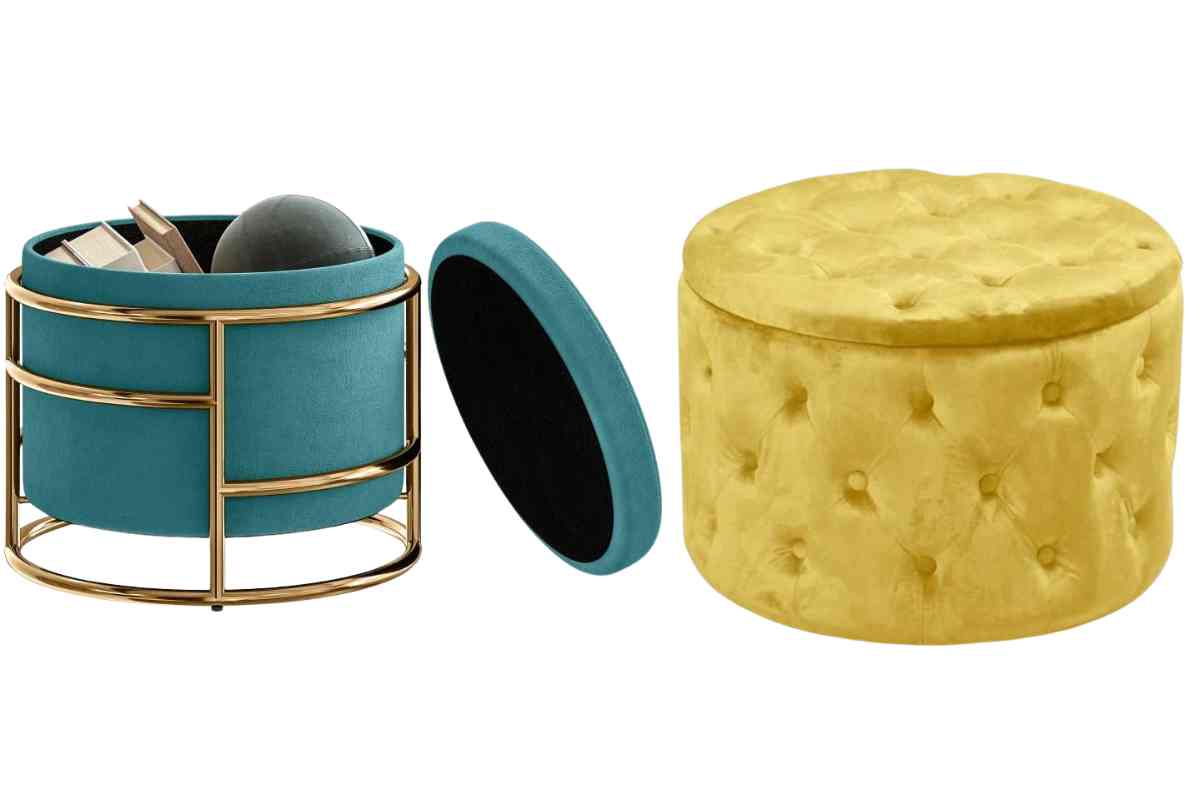 Pouf contenitori di design in velluto Maury's