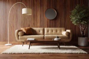 un soggiorno arredato con la regola del 60/30/10