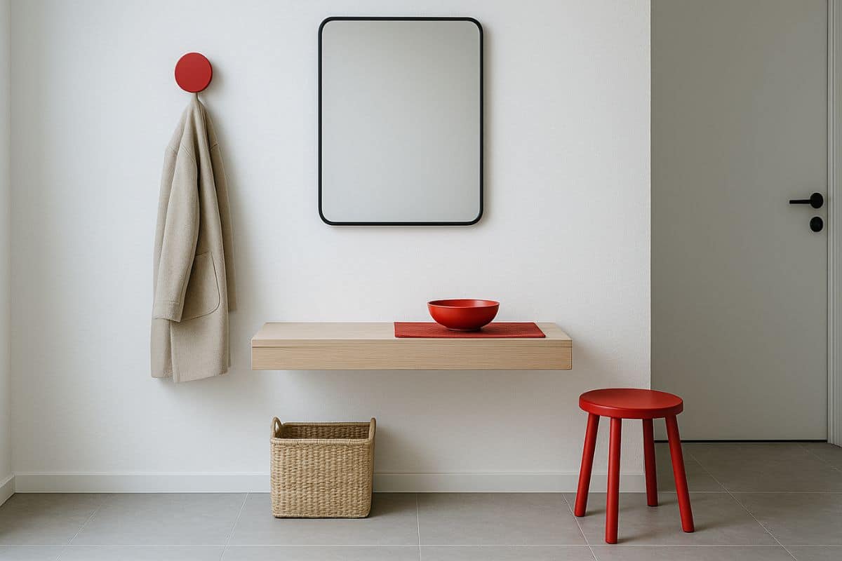 Ingresso con arredamento rosso