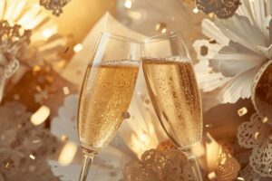 bicchieri brindisi di capodanno con fondo dorato