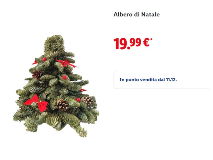 albero di natale in vendita da lidl