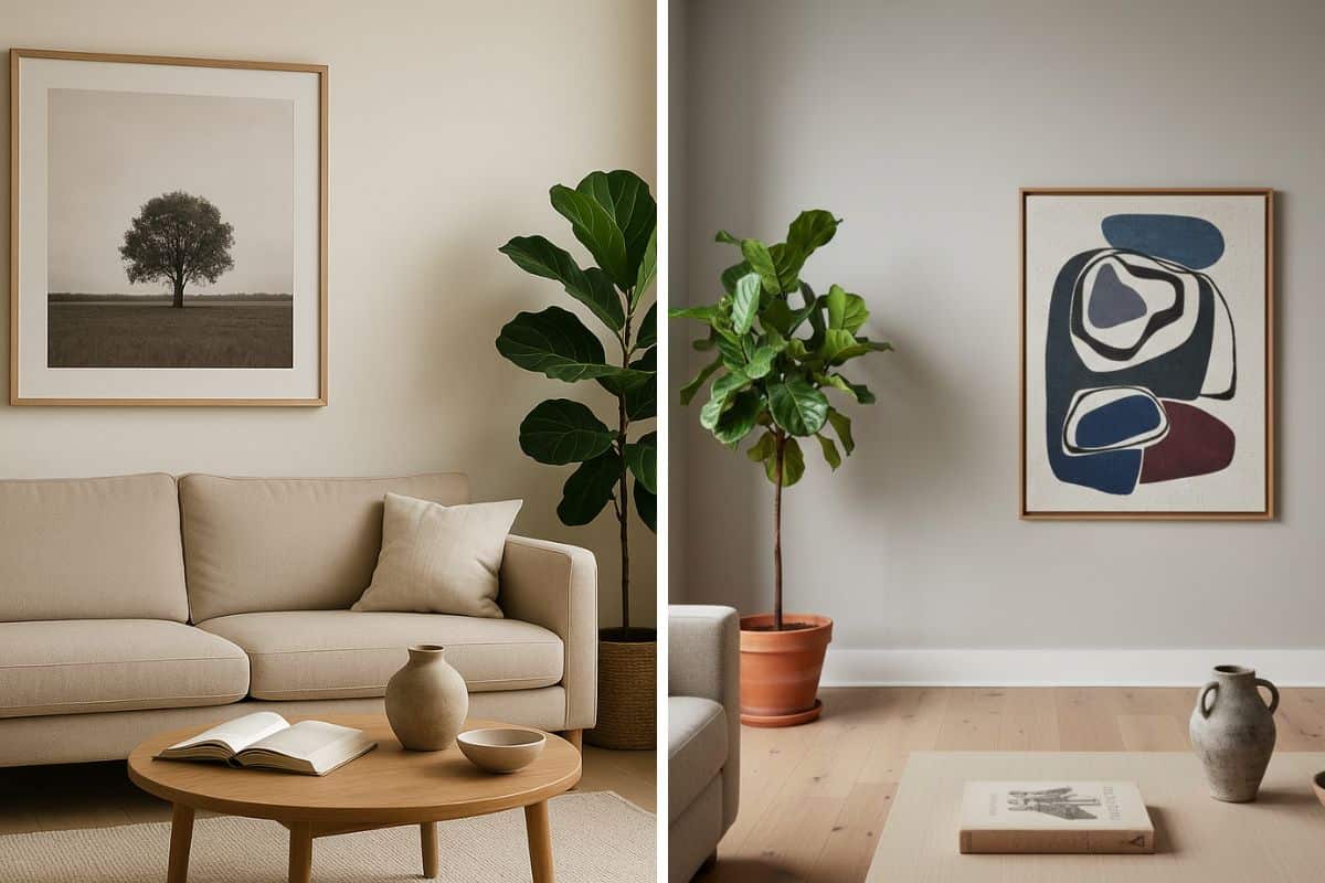 salotti con tavolini, piante e quadri