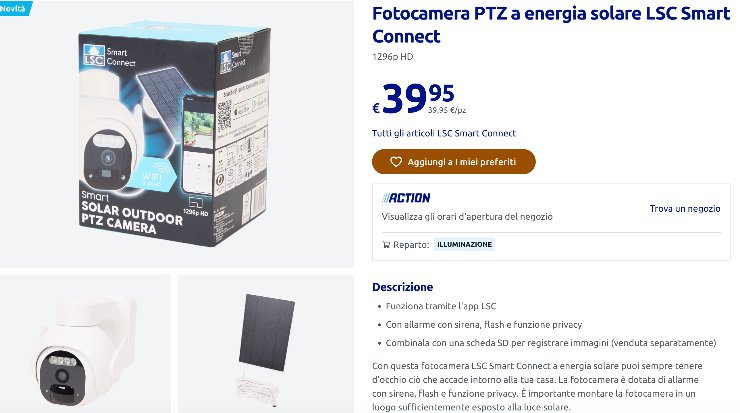 fotocamera energia solare action