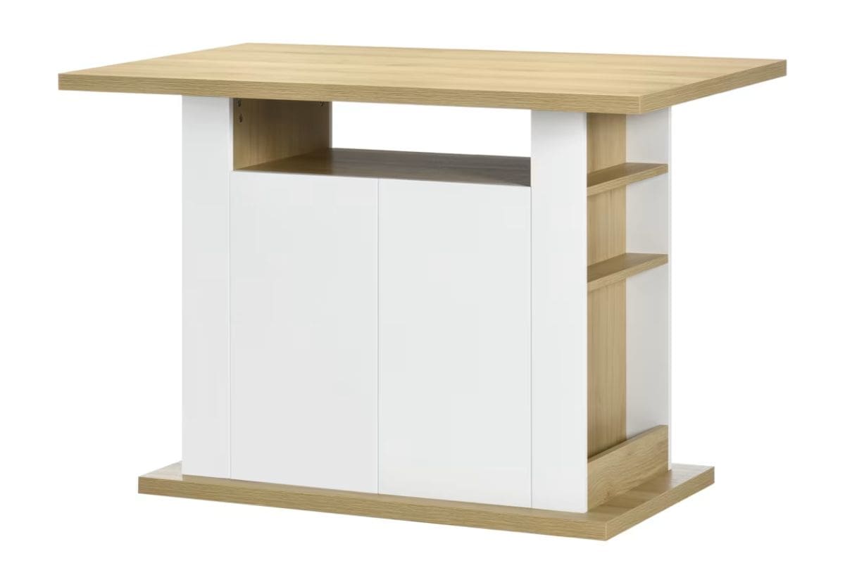 Mini isola bianca e legno