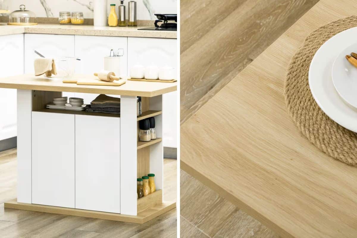 Mini isola bianca in cucina bianca