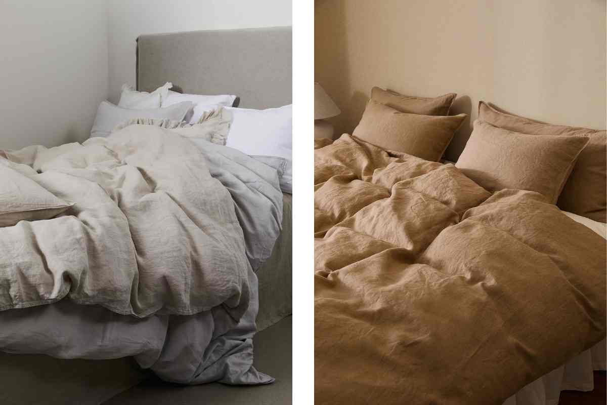 due esempi di copripiumino di lino