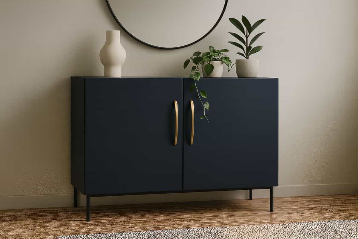 Mobile ivar dipinto di blu in salotto chiaro