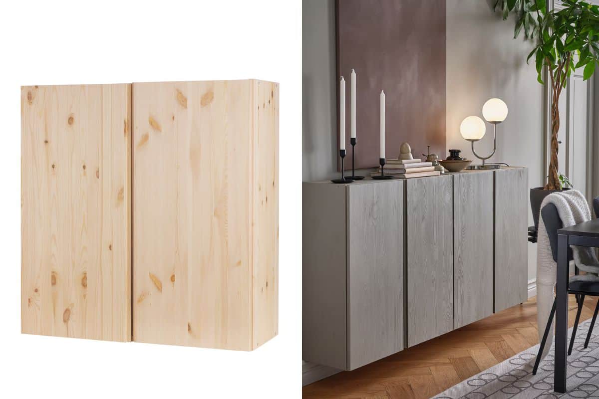 Mobile ivar a naturale e dipinto di grigio