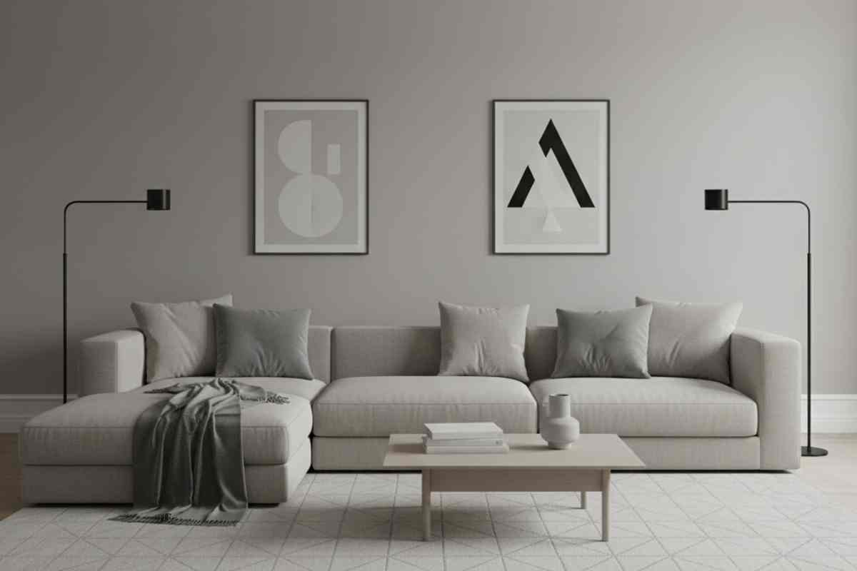 salotto tutto grigio perla