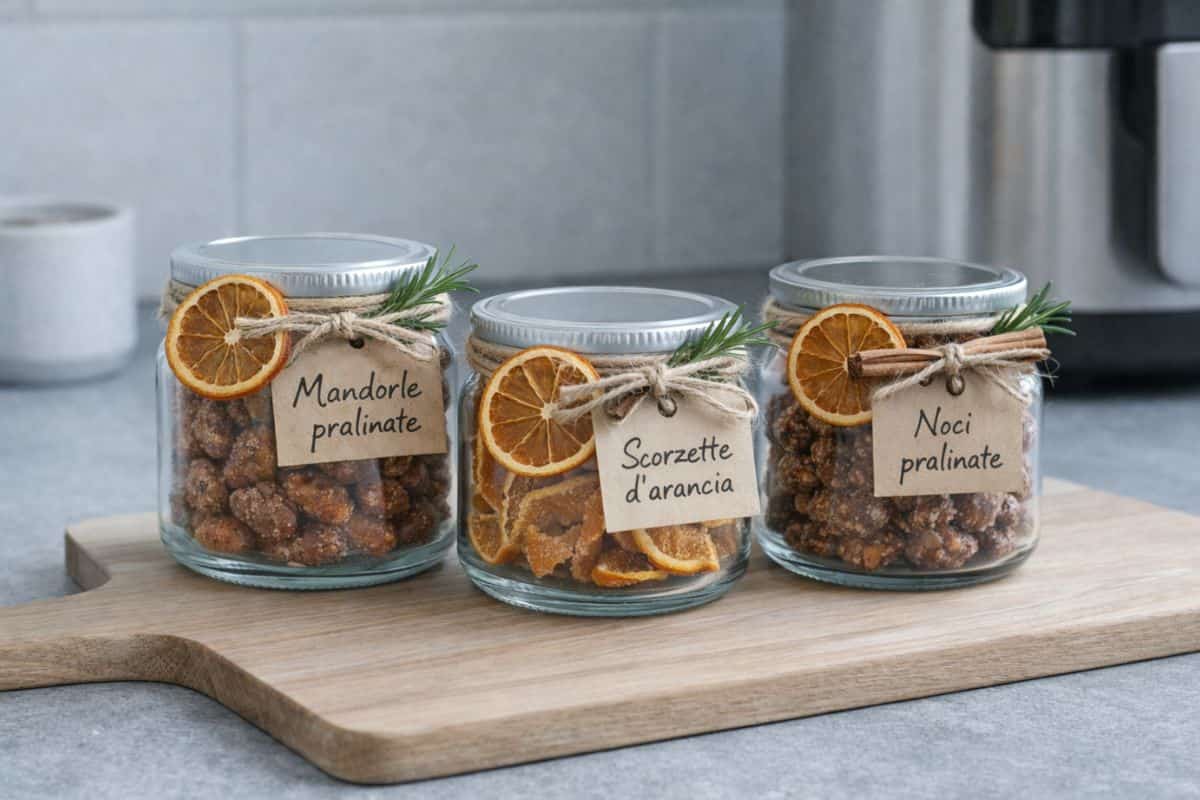 barattoli con frutta secca e arance 