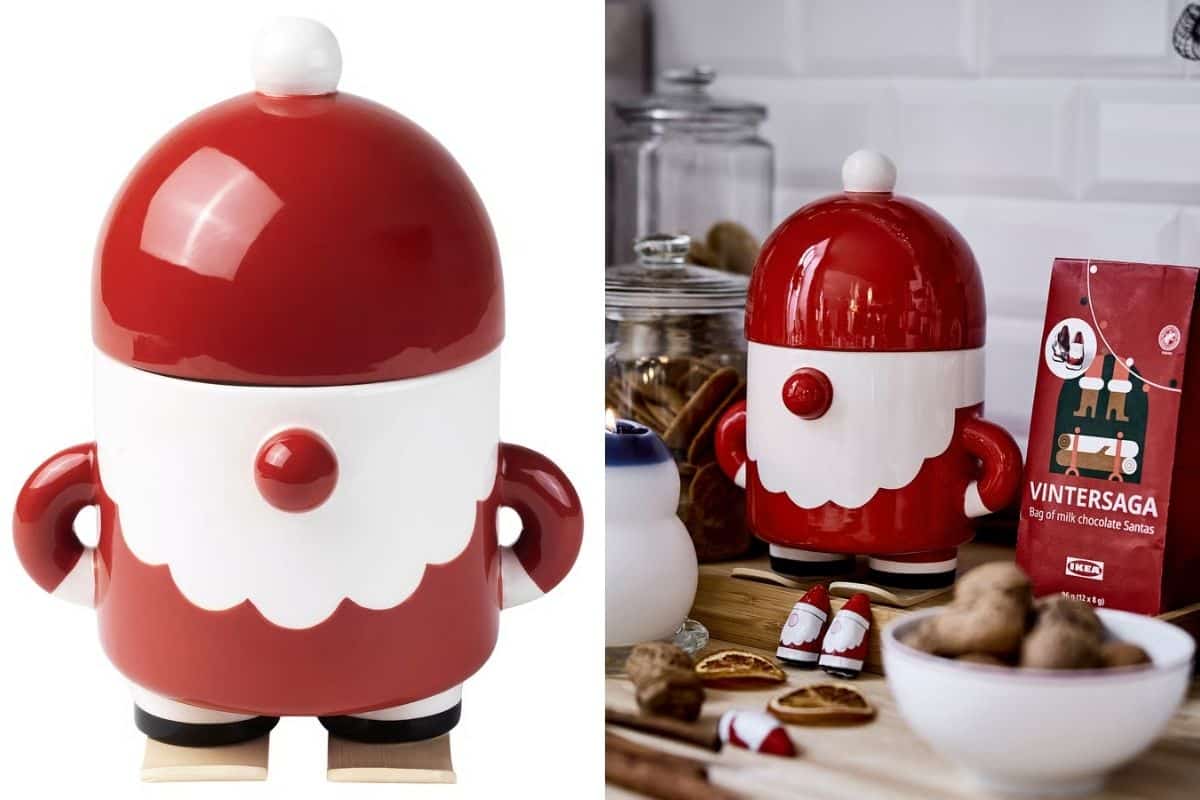 Portabiscotti a forma di Babbo Natale su tavolo da cucina