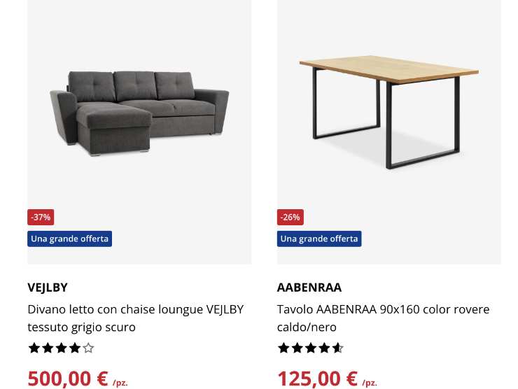 tavolo in legno e divano letto messi in offerta su jisk 