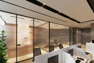 pareti in vetro in ufficio