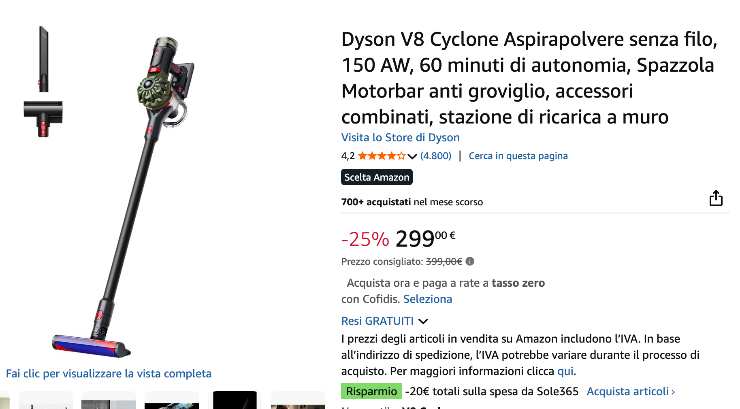 offerta amazon della dyson 