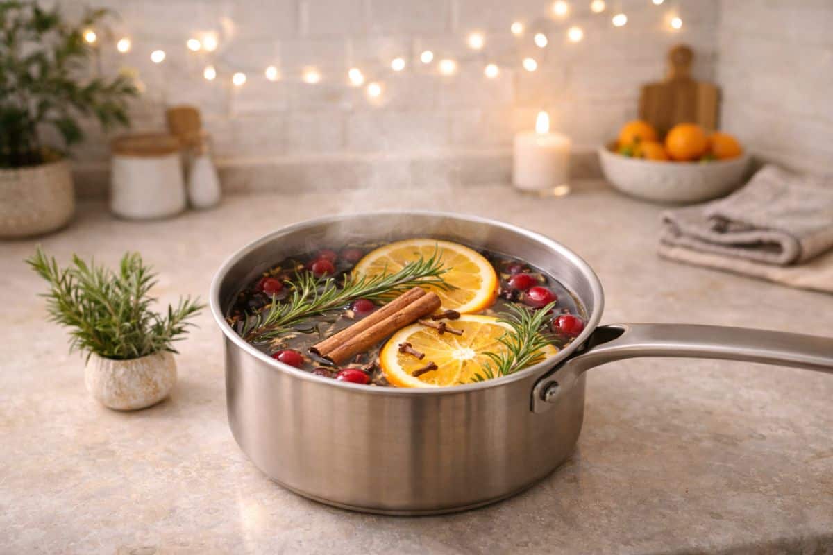 primo piano pentolino su piano della cucina