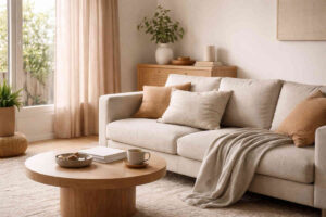 Soggiorno moderno sui toni del beige e del marrone