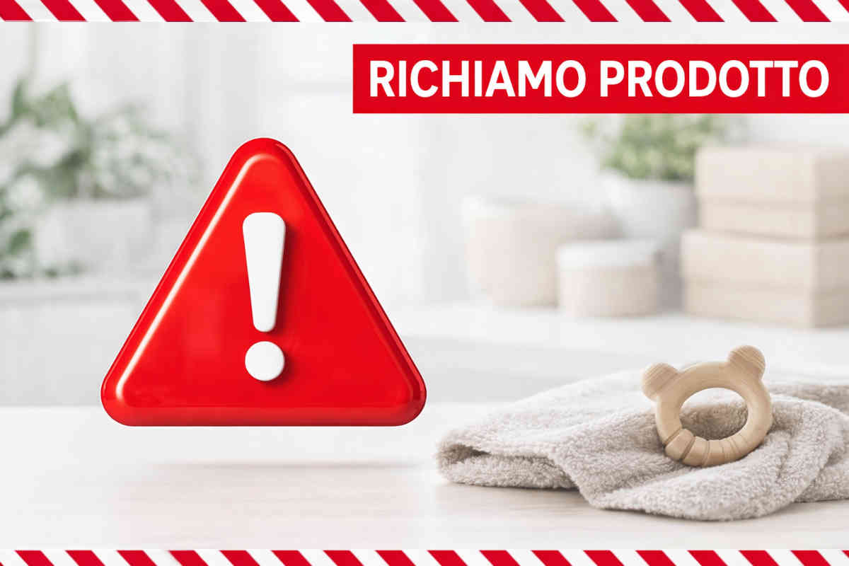 Scritta allarmista per un richiamo prodotto