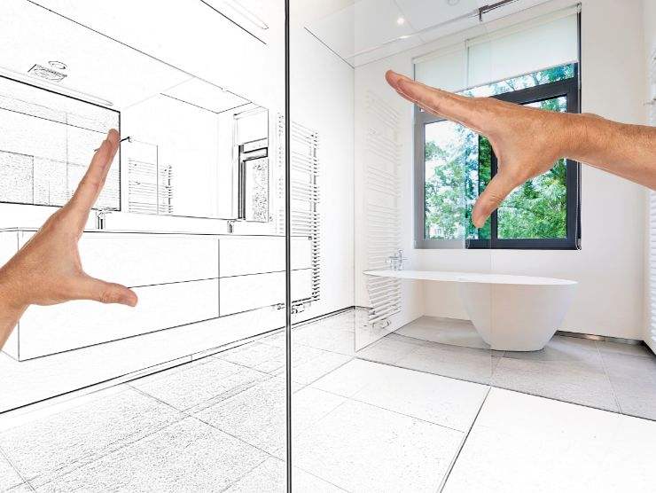 progetto grafico che prevede la ristrutturazione di un bagno