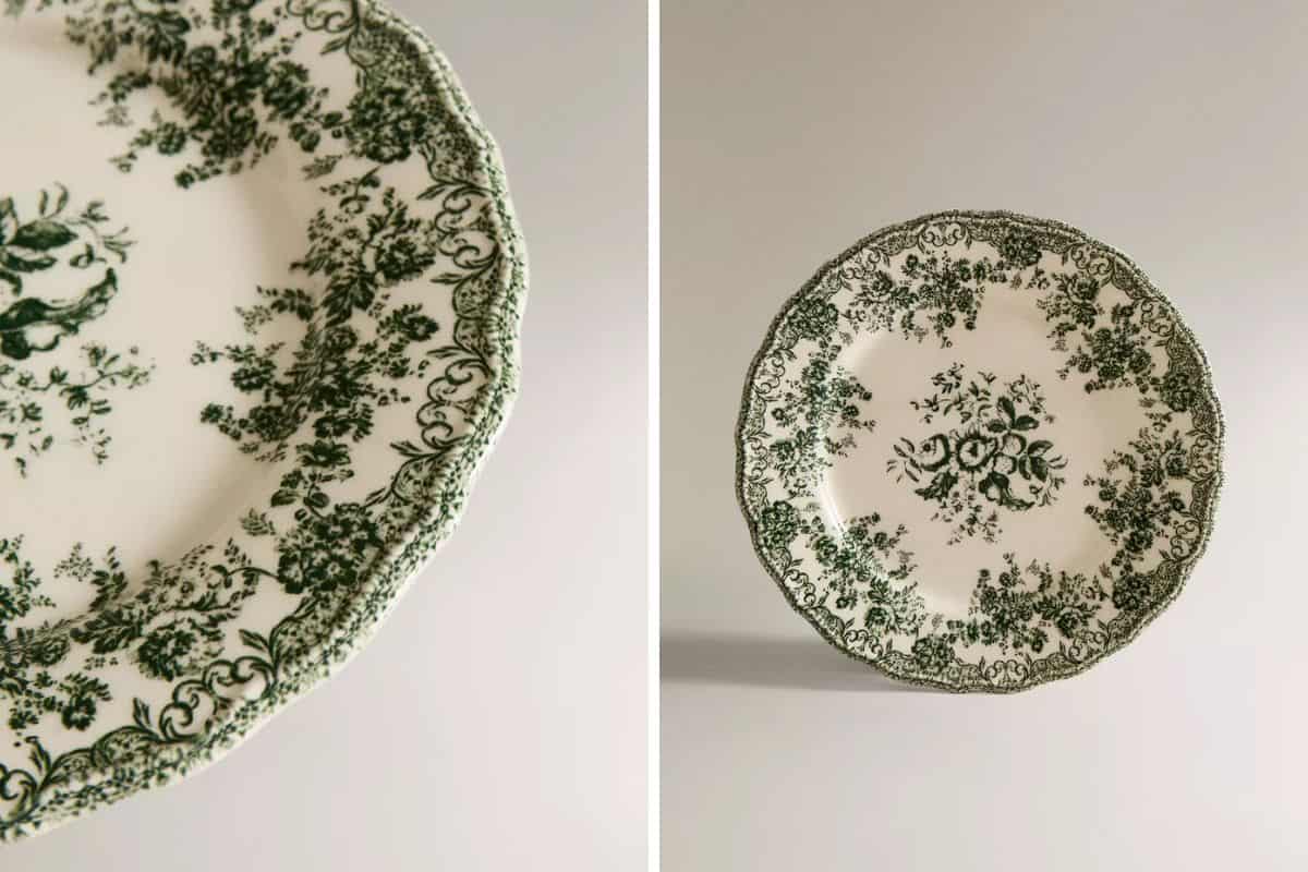 piatto maiolica con decorazioni verdi