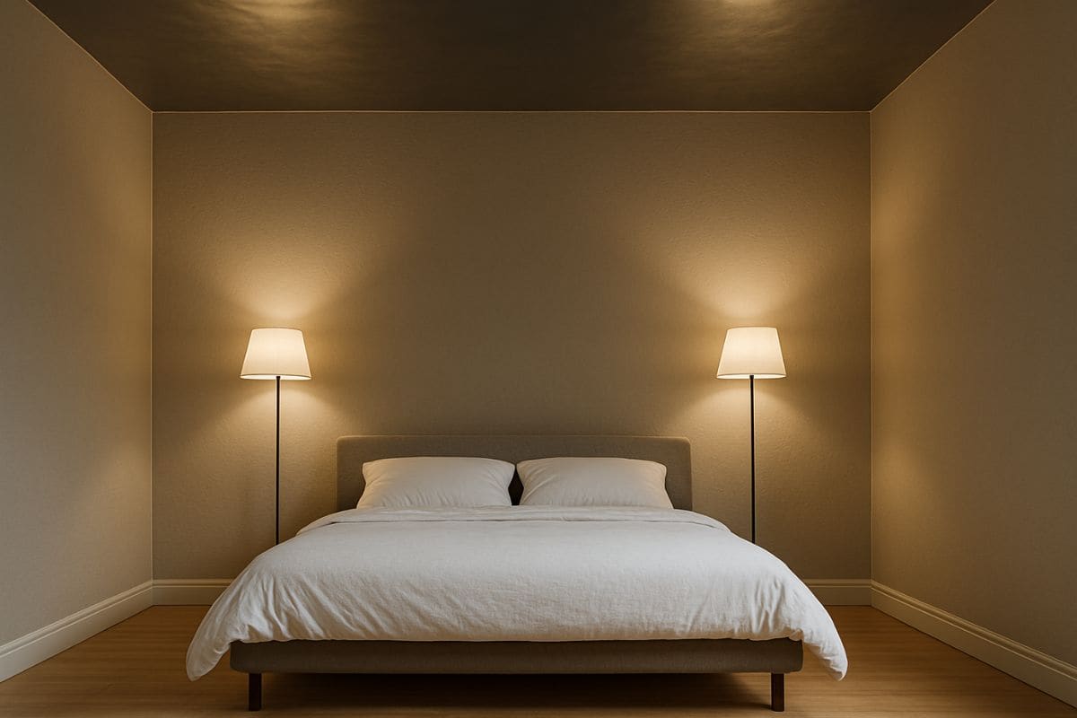 Camera da letto con soffitto satinato