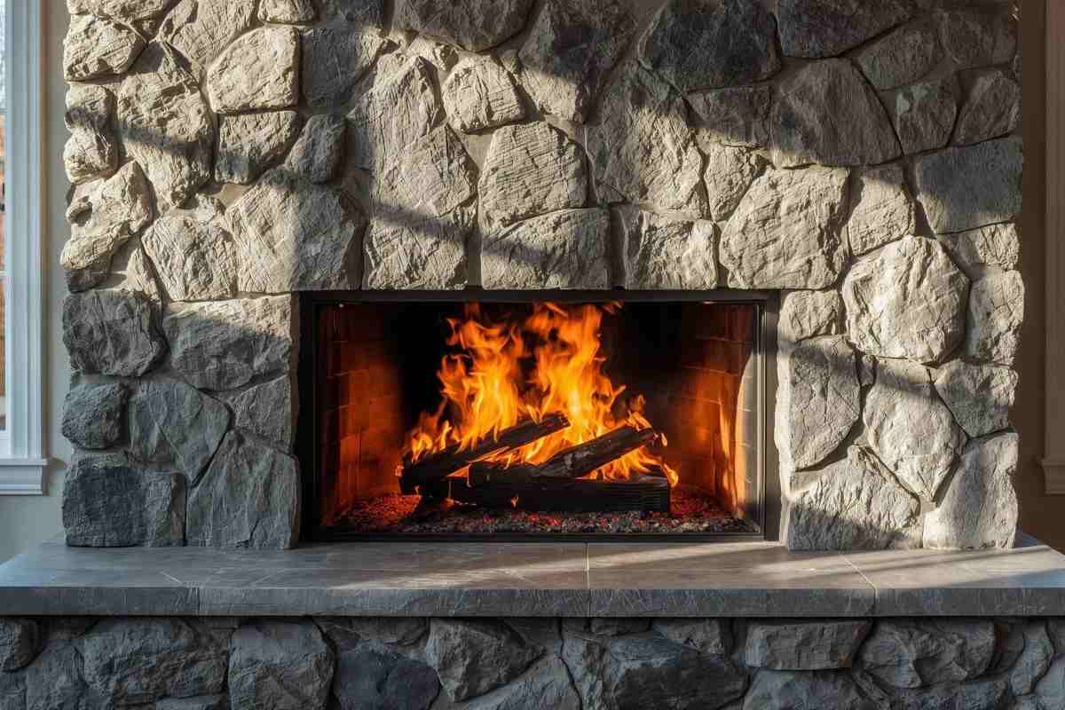 un camino in pietra acceso