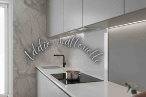 cucina pulita sui toni chiari e del grigio