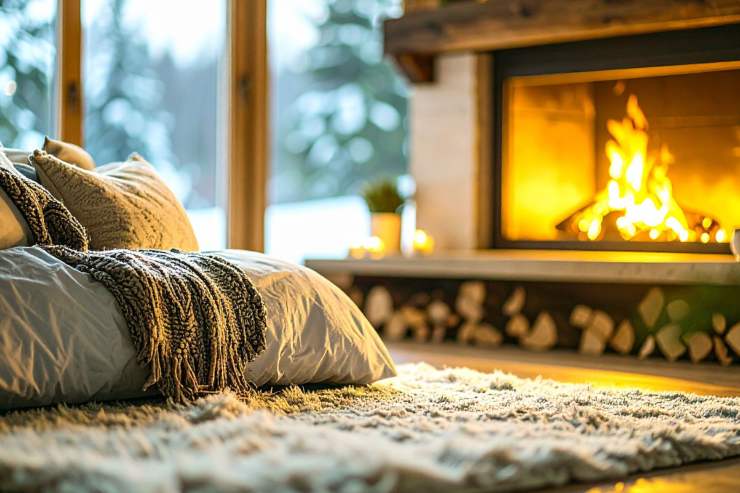 Una casa accogliente e calda con il camino acceso