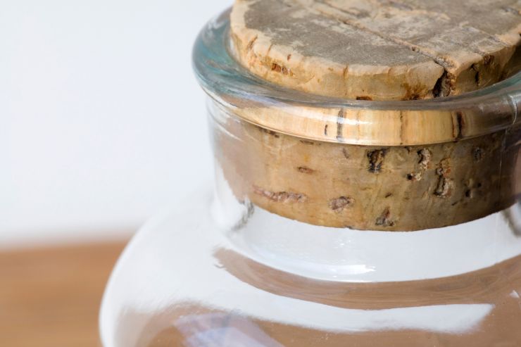 Una foto di un barattolo sigillato con un tappo