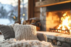 Una casa calda con un camino in funzione