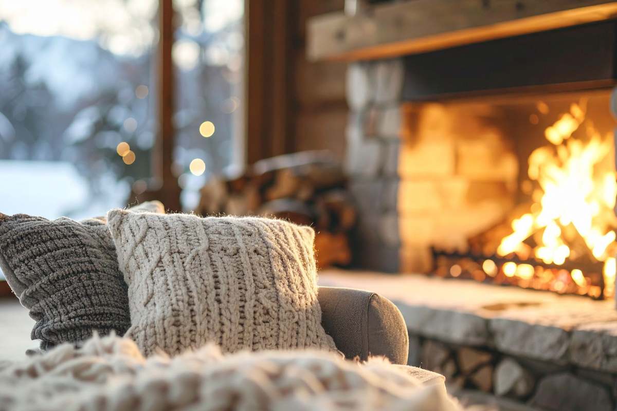 Una casa calda con un camino in funzione