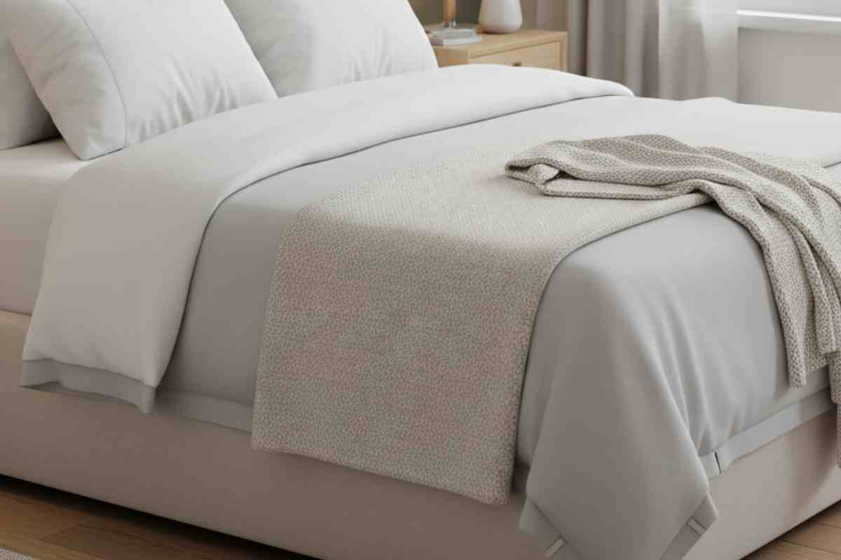 letto elegante dai toni tenui con il bed runner