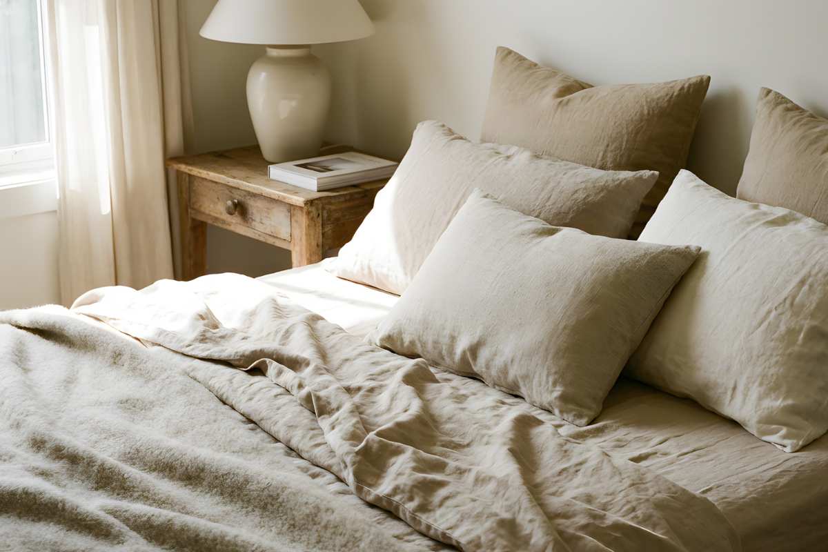 camera da letto con i toni chiari 